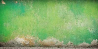 The primary subject of the image is a green wall with a mossy texture. The setting is an outdoor environment, with a brick wall visible in the background. The visual style is a photo, capturing the natural green hue of the wall. The colors and mood of the image are predominantly green, creating a serene and natural atmosphere.