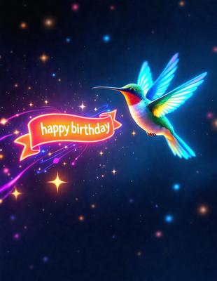 The primary subject of the image is a colorful butterfly, which is flying in the air. The setting is a dark, starry night, with the butterfly flying in front of a backdrop of stars. The visual style is a digital art or illustration, creating a vibrant and lively atmosphere. The colors and mood of the image are predominantly bright and cheerful, with the butterfly being the main focus and source of energy in the scene.