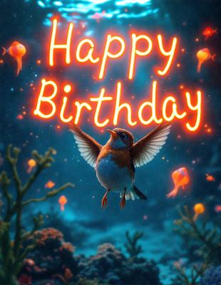 The primary subject of the image is a bird, which is the main focus of the scene. The bird is flying in front of a backdrop of a blue sky, which creates a serene and peaceful atmosphere. The visual style of the image is digital art, as it is a well-crafted and detailed illustration. The colors used in the image are predominantly blue and white, which contribute to the calming and soothing mood of the scene.