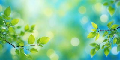 The primary subject of the image is a leaf, which is the main object, scene, or focus of the image. The leaf is green and is situated in a bright, colorful, and lively environment. The setting includes a blue background, which adds to the overall atmosphere of the image. The visual style of the image is a photo, capturing the leaf in its natural surroundings. The colors and mood of the image are vibrant and cheerful, with the green leaf standing out against the blue background.