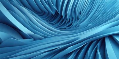 The primary subject of the image is a blue, curved, and wavy surface that resembles a wave or a ripple. The setting is a blue background, and the visual style appears to be a digital art or illustration. The colors and mood of the image are predominantly blue, creating a calm and serene atmosphere.