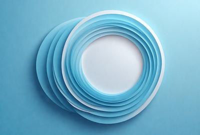 The primary subject of the image is a white plate with a blue circle around it. The plate is placed on a blue surface, which creates a visually appealing contrast between the white plate and the blue background. The visual style of the image is a combination of photo and digital art, as it appears to be a close-up of the plate with a blue circle around it. The colors and mood of the image are predominantly blue, giving it a calm and serene atmosphere.