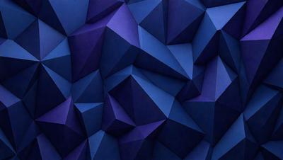 The primary subject of the image is a blue geometric pattern, which is the main focus of the image. The setting is a blue background, and the visual style is a digital art or illustration. The dominant colors are blue and purple, creating a calm and soothing atmosphere.