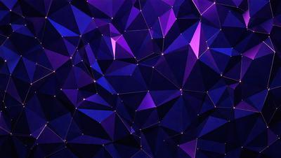The primary subject of the image is a purple and blue geometric pattern. The setting is a dark blue background, which contrasts with the vibrant colors of the pattern. The visual style appears to be a digital art or illustration, as the pattern is intricate and detailed. The dominant colors are purple and blue, creating a calm and soothing atmosphere.