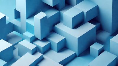 The primary subject of the image is a blue, three-dimensional grid pattern. The setting is a blue background, which creates a visually striking contrast with the grid pattern. The visual style is a digital art or illustration, as the grid pattern is created using a computer or digital tools. The colors and mood of the image are predominantly blue, giving it a calm and serene atmosphere.
