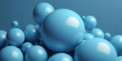 The primary subject of the image is a collection of blue spheres, which are floating in a blue background. The visual style of the image is digital art, as it appears to be a computer-generated or digitally manipulated scene. The colors and mood of the image are predominantly blue, creating a calm and serene atmosphere.