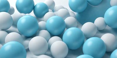 The primary subject of the image is a collection of blue and white balls. The setting is a white background, which provides a clean and minimalist appearance. The visual style is a digital art or illustration, as the balls are depicted in a detailed and realistic manner. The dominant colors are blue and white, creating a calm and soothing atmosphere.