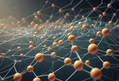 The primary subject of the image is a close-up of a large number of small, round, orange balls. These balls are arranged in a complex pattern, creating a visually intriguing scene. The setting appears to be a dark background, which contrasts with the bright orange balls. The visual style of the image is a combination of photo and digital art, as it captures the details of the balls while maintaining a sense of depth and complexity. The colors and mood of the image are predominantly orange, which gives it