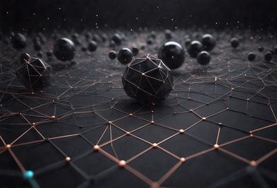 The primary subject of the image is a group of black and gold spheres, which are the main objects in the scene. The setting is a black background, and the visual style appears to be a digital art or illustration. The dominant colors in the image are black and gold, creating a striking and visually appealing atmosphere.