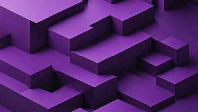 The primary subject of the image is a purple, three-dimensional, geometric pattern. The setting is a purple background, which creates a visually striking contrast with the pattern. The visual style is a combination of digital art and illustration, giving the image a unique and artistic appearance. The dominant colors are purple and black, creating a bold and striking mood.