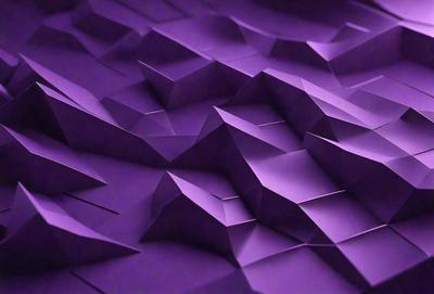 The primary subject of the image is a purple, three-dimensional paper sculpture. The setting is a purple background, which complements the sculpture's color. The visual style is a combination of digital art and illustration, creating a unique and intricate design. The colors and mood of the image are predominantly purple, giving it a calm and serene atmosphere.
