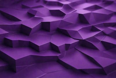 The primary subject of the image is a purple surface with a geometric pattern. The setting is a purple background, and the visual style appears to be a combination of a photo and digital art. The colors and mood of the image are predominantly purple, creating a calm and soothing atmosphere.