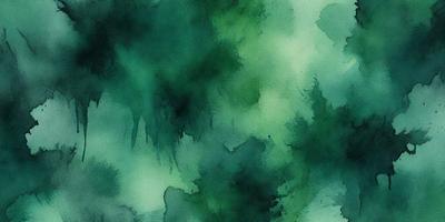 The primary subject of the image is a close-up of a green plant with a watercolor-like appearance. The setting is a forest, with the plant surrounded by trees. The visual style is a combination of a photo and a watercolor painting, creating a unique and artistic representation of the plant. The colors and mood of the image are predominantly green, giving it a natural and serene atmosphere.