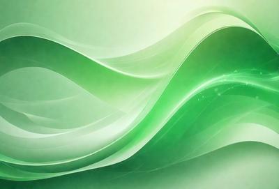 The primary subject of the image is a green, swirling, and flowing pattern. The setting is a white background, which provides a clean and minimalist appearance. The visual style is a digital art or illustration, as the pattern appears to be digitally created or manipulated. The colors and mood of the image are predominantly green, giving it a fresh and lively atmosphere.