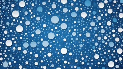 The primary subject of the image is a blue background with a pattern of white circles. The setting appears to be a digital art or illustration, as the circles are arranged in a visually appealing manner. The visual style is a combination of a photo and a digital art, creating a unique and interesting pattern. The dominant colors are blue and white, giving the image a calm and soothing atmosphere.