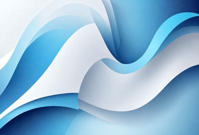 The primary subject of the image is a large, flowing wave. The wave is depicted in a blue and white color scheme, giving it a dynamic and vibrant appearance. The setting is a blue background, which further emphasizes the wave's movement and energy. The visual style of the image is a combination of digital art and illustration, creating a striking and eye-catching representation of the ocean's power.