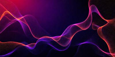 The primary subject of the image is a purple and orange wave pattern. The setting is a dark background, which contrasts with the vibrant colors of the wave pattern. The visual style appears to be a digital art or illustration, as the wave pattern is composed of geometric shapes and lines. The dominant colors in the image are purple and orange, creating a lively and energetic atmosphere.