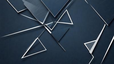 The primary subject of the image is a blue wall with a pattern of triangles. The setting is a room with a blue background, and the visual style appears to be a digital art or illustration. The dominant colors are blue and white, creating a calm and soothing atmosphere.