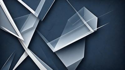 The primary subject of the image is a blue background with a white geometric shape. The setting is a dark blue background, which contrasts with the white geometric shape. The visual style is a combination of digital art and illustration, creating a modern and abstract appearance. The colors and mood of the image are predominantly dark blue and white, giving it a calm and sophisticated atmosphere.