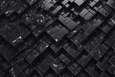 The primary subject of the image is a black and white patterned wall. The setting is a black and white marble wall, which creates a striking contrast with the pattern. The visual style is a black and white photo, giving the image a classic and timeless appearance. The colors and mood are predominantly black and white, with a sense of elegance and sophistication.