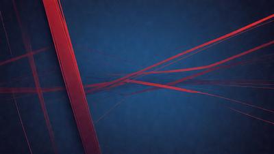 The primary subject of the image is a red line that is stretched across a blue background. The setting appears to be a dark room, and the visual style is a combination of a photo and a digital art. The colors in the image are predominantly red and blue, creating a bold and striking appearance.