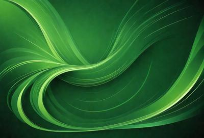 The primary subject of the image is a green, flowing, and swirling pattern. The setting is a green background, which complements the vibrant green color of the pattern. The visual style is a digital art or illustration, as the pattern appears to be a digital creation. The colors and mood of the image are predominantly green, creating a sense of freshness and natural beauty.