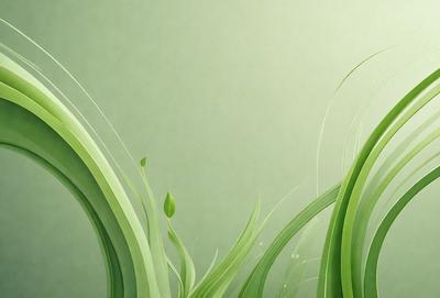 The primary subject of the image is a close-up of a green plant with a few leaves. The setting is a green background, which creates a natural and serene atmosphere. The visual style is a digital art or illustration, as the plant appears to be drawn or painted. The colors and mood are predominantly green, which is associated with nature, growth, and tranquility.