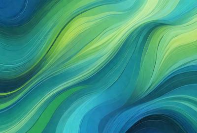 The primary subject of the image is a vibrant, colorful, and abstract artwork featuring a blue and green color scheme. The setting is a blue background, which complements the artwork's colors. The visual style is a combination of digital art and illustration, creating a unique and eye-catching piece. The overall atmosphere is lively and energetic, with the artwork's colors and patterns evoking a sense of movement and dynamism.