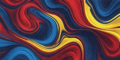 The primary subject of the image is a blue and yellow swirl pattern. The setting is a blue and red background, which adds a vibrant and lively atmosphere to the scene. The visual style is a combination of digital art and illustration, creating a unique and eye-catching design. The dominant colors are blue and yellow, with red accents, which contribute to the overall mood of the image.