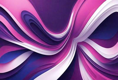 The primary subject of the image is a large, colorful, and abstract painting. The painting features a mix of pink, purple, and blue colors, creating a vibrant and lively atmosphere. The setting is a wall, and the visual style appears to be a combination of digital art and illustration. The painting is displayed on a canvas, showcasing its artistic and creative nature.