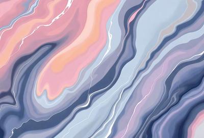 The primary subject of the image is a colorful, abstract painting featuring a mix of pink, blue, and white colors. The painting is displayed on a wall, creating a vibrant and lively atmosphere. The visual style of the painting is a combination of digital art and illustration, giving it a unique and artistic appearance. The colors and mood of the painting evoke a sense of creativity and imagination, making it an eye-catching and inspiring piece of art.