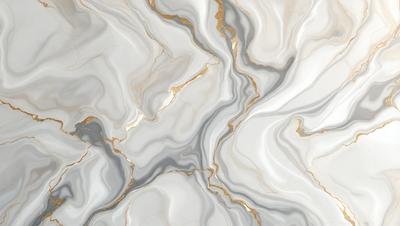 The primary subject of the image is a marble-like surface with a gold and white color scheme. The setting is a white marble countertop, and the visual style is a close-up of the marble surface. The colors and mood of the image are elegant and sophisticated, with the gold and white tones creating a luxurious and refined atmosphere.