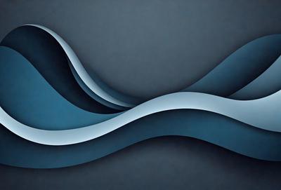 The primary subject of the image is a blue wave, which is the main focus of the scene. The setting is a dark blue background, creating a contrasting and dramatic effect. The visual style is a digital art or illustration, as the wave is depicted in a stylized and artistic manner. The dominant colors are blue and black, giving the image a moody and atmospheric feel.