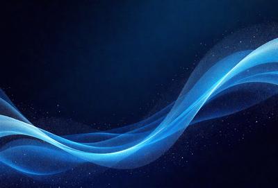 The primary subject of the image is a blue wave or ripple pattern. The setting is a dark blue background, which creates a contrasting effect with the blue wave. The visual style appears to be a digital art or illustration, as the wave is depicted in a smooth and detailed manner. The colors and mood of the image are predominantly blue, giving it a calm and serene atmosphere.