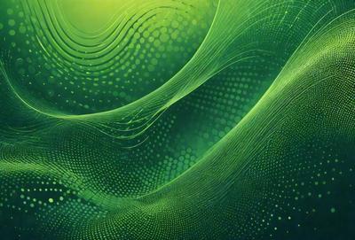 The primary subject of the image is a green, swirling, and flowing pattern. The setting is a green background, which adds to the overall atmosphere. The visual style is a digital art or illustration, creating a unique and vibrant appearance. The colors and mood convey a sense of movement and energy, with the green hue adding a sense of freshness and vitality to the scene.