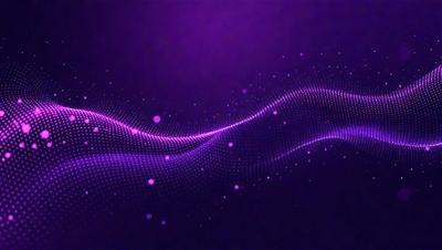 The primary subject of the image is a purple background with a pattern of purple and white dots. The setting is a dark background, which contrasts with the bright purple dots. The visual style is a digital art or illustration, as the dots are arranged in a visually appealing manner. The colors and mood of the image are predominantly purple, creating a calm and serene atmosphere.