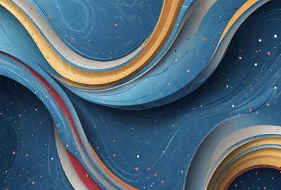 The primary subject of the image is a blue and orange swirl pattern. The setting is a blue and orange background, which creates a vibrant and dynamic visual style. The colors and mood of the image are energetic and lively, with the blue and orange hues evoking a sense of movement and excitement.