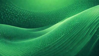 The primary subject of the image is a green, swirling pattern that resembles a wave or a flowing waterfall. The setting is a dark background, which contrasts with the vibrant green color of the pattern. The visual style appears to be a combination of digital art and illustration, creating a dynamic and captivating scene. The colors and mood of the image are predominantly green, giving it a soothing and calming atmosphere.