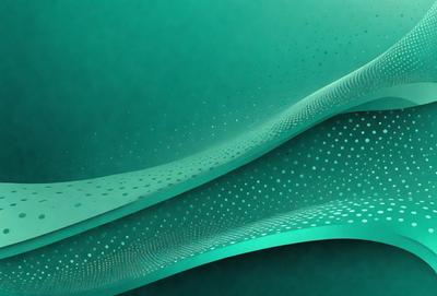 The primary subject of the image is a green surface with a pattern of dots. The setting appears to be a futuristic environment, possibly a space or a futuristic room. The visual style of the image is a combination of digital art and illustration, creating a unique and intriguing design. The dominant colors in the image are green and blue, giving the scene a calm and serene atmosphere.