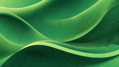 The primary subject of the image is a green, wavy, and patterned fabric. The setting is a close-up of the fabric, showcasing its intricate design. The visual style is a digital art or illustration, as the fabric appears to be a digital rendering. The colors and mood of the image are predominantly green, creating a calm and soothing atmosphere.
