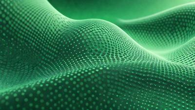 The primary subject of the image is a close-up of a green, textured surface. The setting appears to be a digital art or illustration, as the surface is described as a "digital art" and a "pattern." The visual style is a combination of a photo and a digital art, creating a unique and intriguing appearance. The colors are predominantly green, which gives the image a calm and soothing atmosphere.
