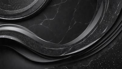 The primary subject of the image is a black marble surface with a pattern of white dots. The setting is a black background, and the visual style appears to be a close-up of the marble surface. The colors and mood of the image are predominantly black and white, creating a sleek and modern appearance.