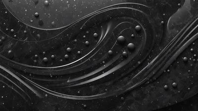 The primary subject of the image is a black and white swirl pattern, which appears to be a digital art or illustration. The setting is a black background, and the visual style is a combination of a photo and a pattern. The dominant colors are black and white, and the overall atmosphere is one of intricacy and artistic expression.
