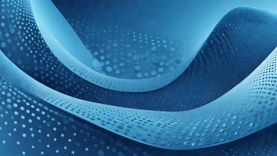 The primary subject of the image is a blue, polka-dotted surface. The setting is a blue background, and the visual style appears to be a digital art or illustration. The dominant colors are blue and white, creating a calm and soothing atmosphere.