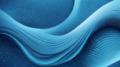 The primary subject of the image is a blue, swirling, and curved design. The setting is a blue background, and the visual style appears to be a digital art or illustration. The colors and mood of the image are predominantly blue, creating a calm and serene atmosphere.