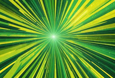 The primary subject of the image is a bright green light, which appears to be a neon light or a light source. The setting is a dark background, which contrasts with the bright green light. The visual style of the image is a digital art or illustration, as it features a vibrant and colorful design. The colors and mood of the image are predominantly green, with a lively and energetic atmosphere.