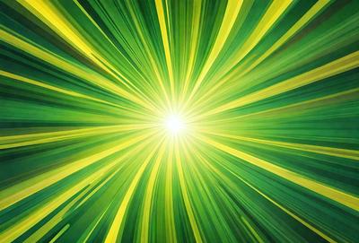 The primary subject of the image is a bright, colorful, and vibrant green light. The light appears to be a sunburst or a bright green light source, creating a visually striking scene. The setting is a green background, which complements the green light and adds to the overall atmosphere of the image. The visual style of the image is a combination of a photo and digital art, creating a unique and eye-catching effect. The colors and mood of the image are predominantly green, with a hint of