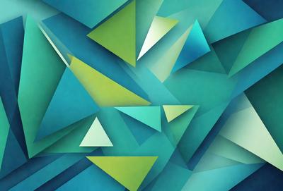 The primary subject of the image is a geometric pattern featuring a mix of blue and green colors. The setting is a blue background, which creates a visually appealing contrast with the pattern. The visual style of the image is a combination of digital art and illustration, showcasing the intricate design of the geometric pattern. The dominant colors in the image are blue and green, which contribute to a calm and soothing atmosphere.