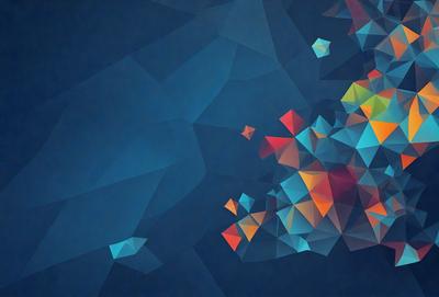 The primary subject of the image is a blue and orange geometric pattern. The setting is a blue background, and the visual style is a digital art or illustration. The dominant colors are blue and orange, creating a vibrant and lively atmosphere.