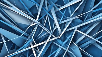 The primary subject of the image is a blue and white geometric pattern. The setting is a blue background, and the visual style appears to be a digital art or illustration. The dominant colors are blue and white, creating a calm and soothing atmosphere.